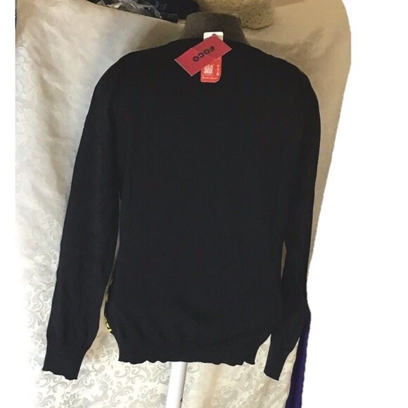 Vintage Goth Sweater,Size XL, Black And Yellow W Eagle Design,100 Cotton NWT - Picture 2 of 4